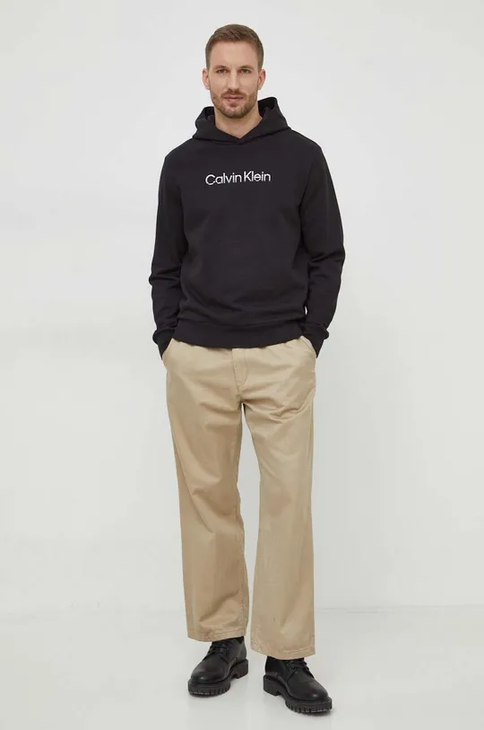 Calvin Klein pamut melegítőfelső fekete