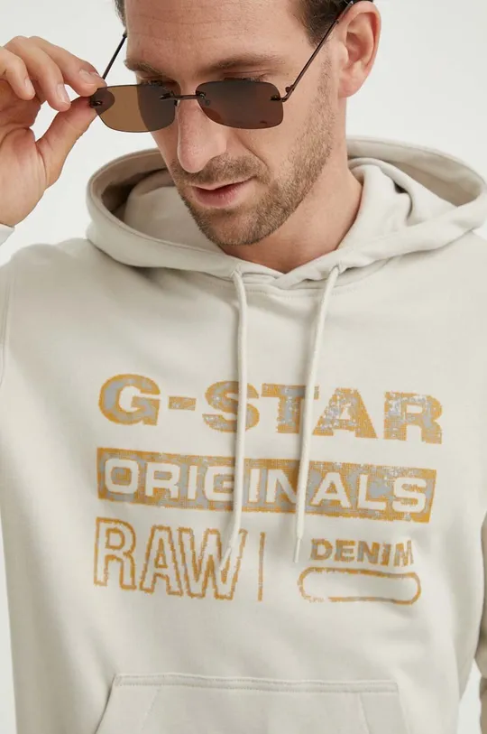μπεζ Βαμβακερή μπλούζα G-Star Raw