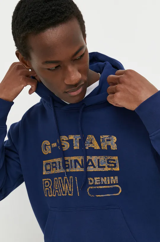 modra Bombažen pulover G-Star Raw Moški