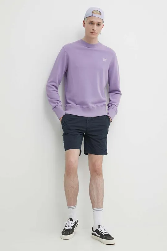 Bombažen pulover Superdry vijolična