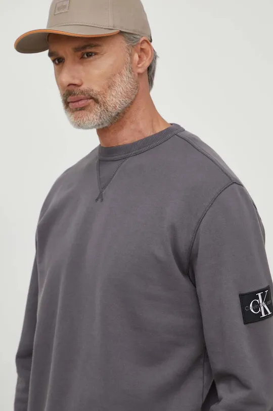 siva Bombažen pulover Calvin Klein Jeans Moški