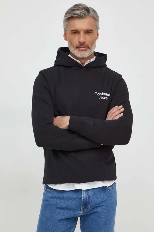 μαύρο Βαμβακερή μπλούζα Calvin Klein Jeans Ανδρικά