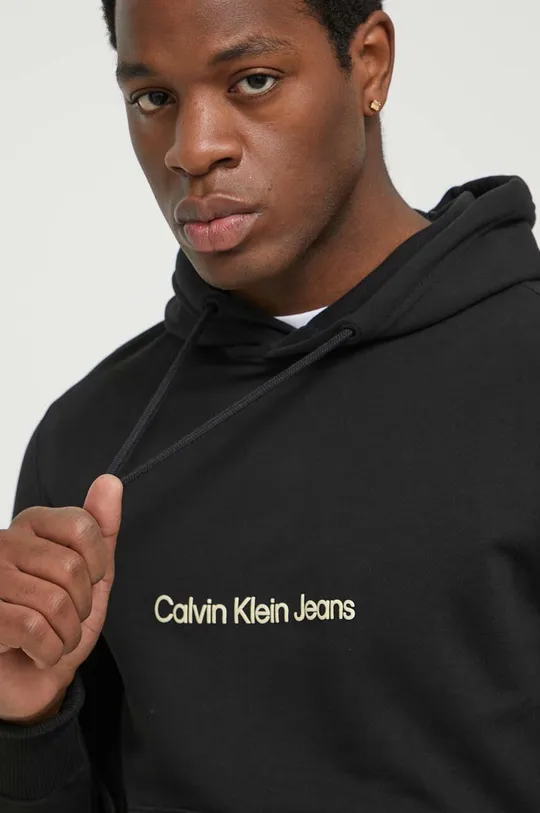 črna Bombažen pulover Calvin Klein Jeans