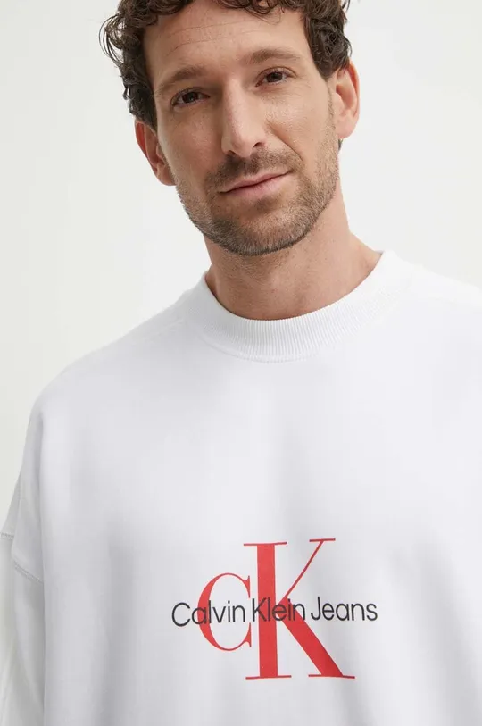 fehér Calvin Klein Jeans pamut melegítőfelső
