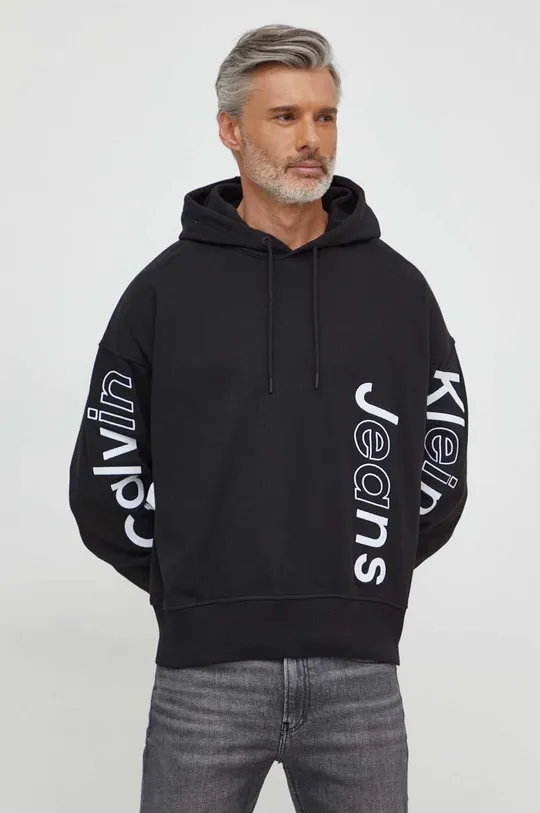 črna Bombažen pulover Calvin Klein Jeans Moški