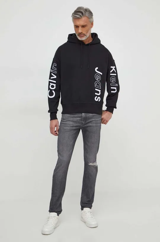Bombažen pulover Calvin Klein Jeans črna