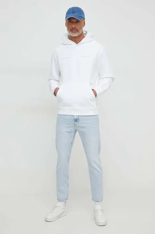 Calvin Klein Jeans felpa in cotone bianco