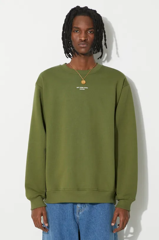 verde Drôle de Monsieur felpa in cotone Le Sweatshirt Slogan Uomo