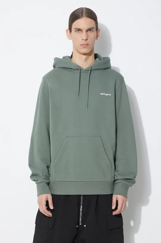 green Carhartt WIP hooded sweatshirt Script Embroidery Sweat Men’s