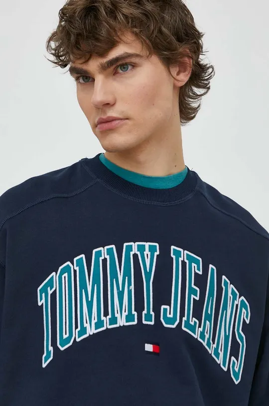 blu navy Tommy Jeans felpa in cotone Uomo