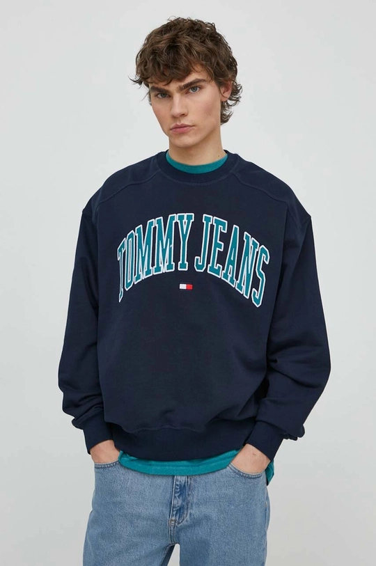 tmavomodrá Bavlnená mikina Tommy Jeans