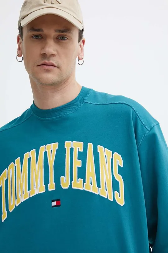 τιρκουάζ Βαμβακερή μπλούζα Tommy Jeans
