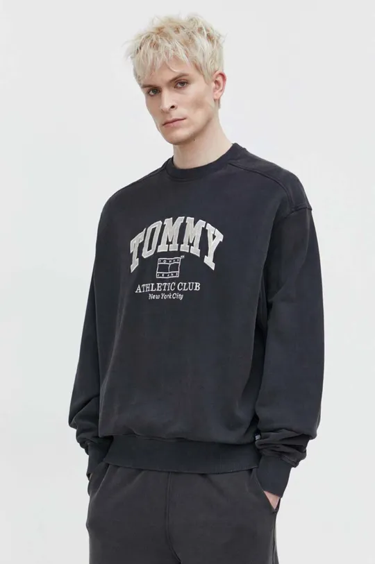 siva Bombažen pulover Tommy Jeans Moški
