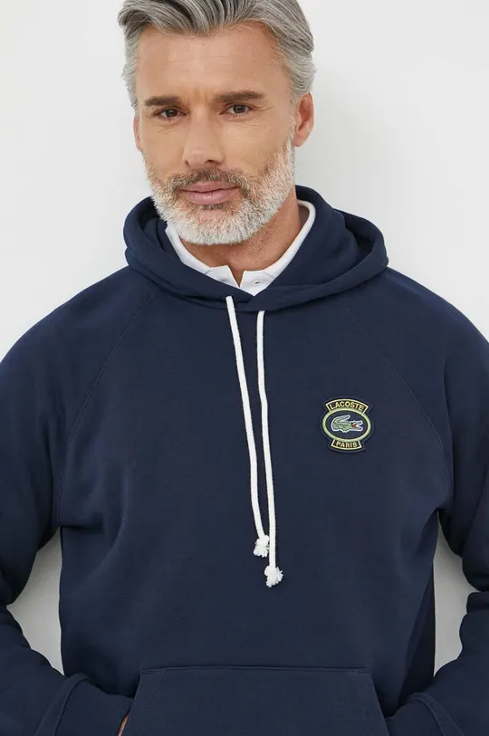 mornarsko modra Bombažen pulover Lacoste Moški