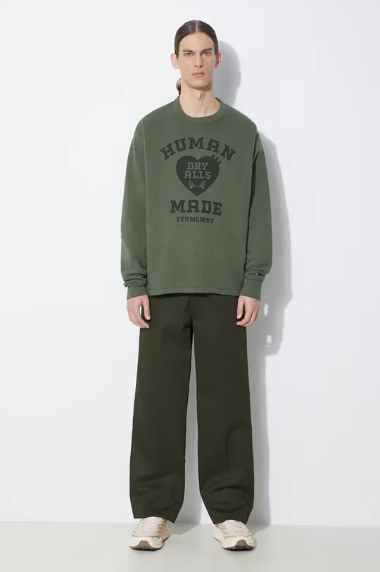 Human Made felpa in cotone Military Sweatshirt verde