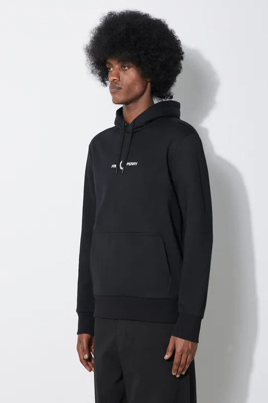 negru Fred Perry bluza Double Graphic Hooded Sweat