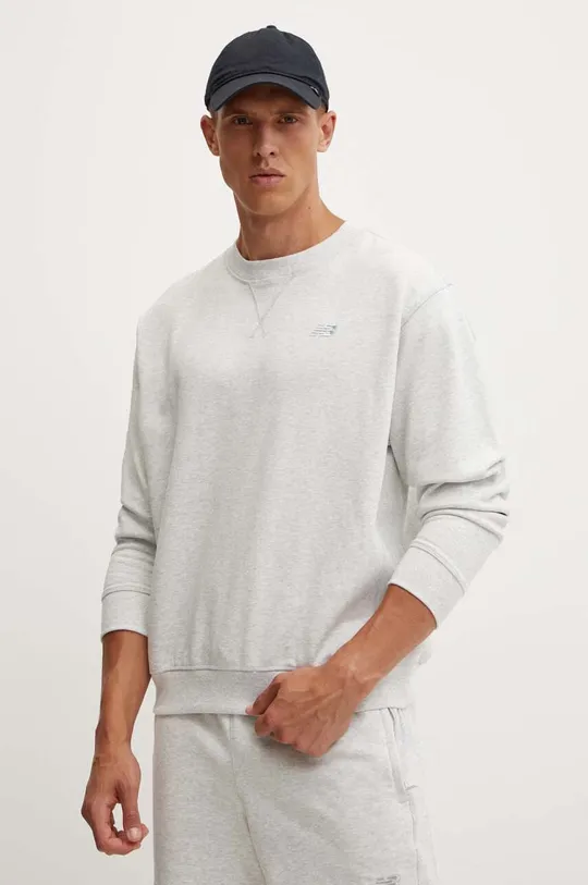 siva Bombažen pulover New Balance Moški