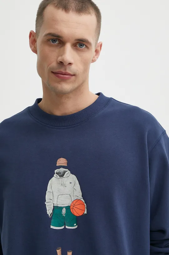 modra Bombažen pulover New Balance