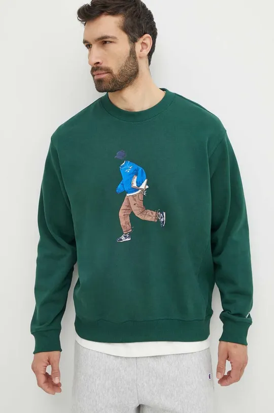 zelena Bombažen pulover New Balance Moški