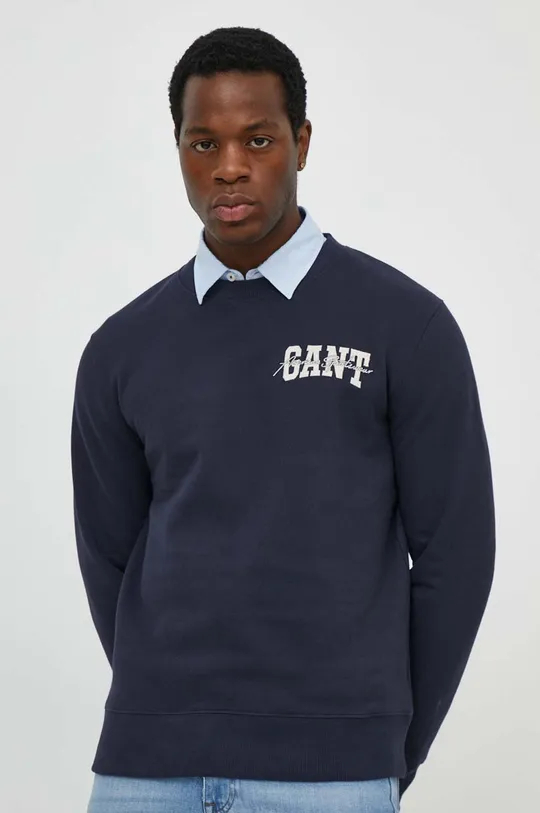 mornarsko modra Bombažen pulover Gant Moški