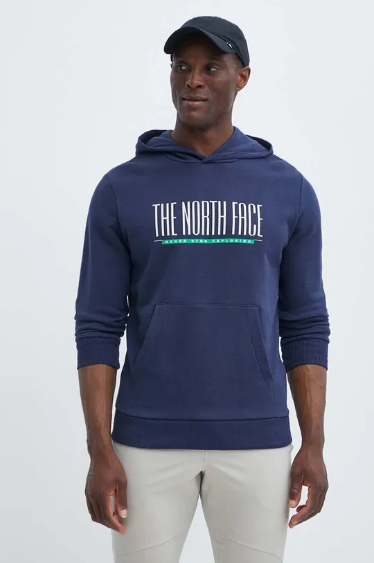 mornarsko modra Bombažen pulover The North Face Moški