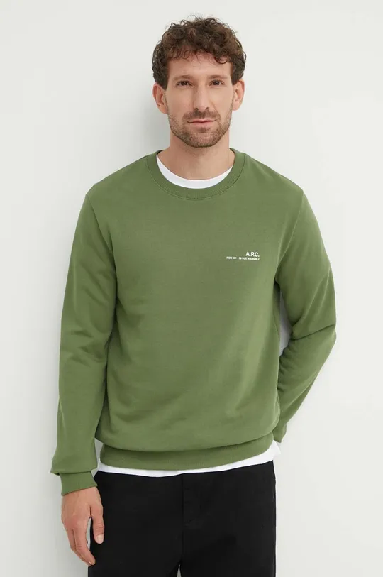 zielony A.P.C. bluza bawełniana sweat item Męski