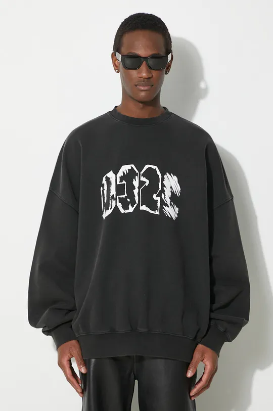 black 032C cotton sweatshirt 'Eternal' Bubble Crewneck Men’s