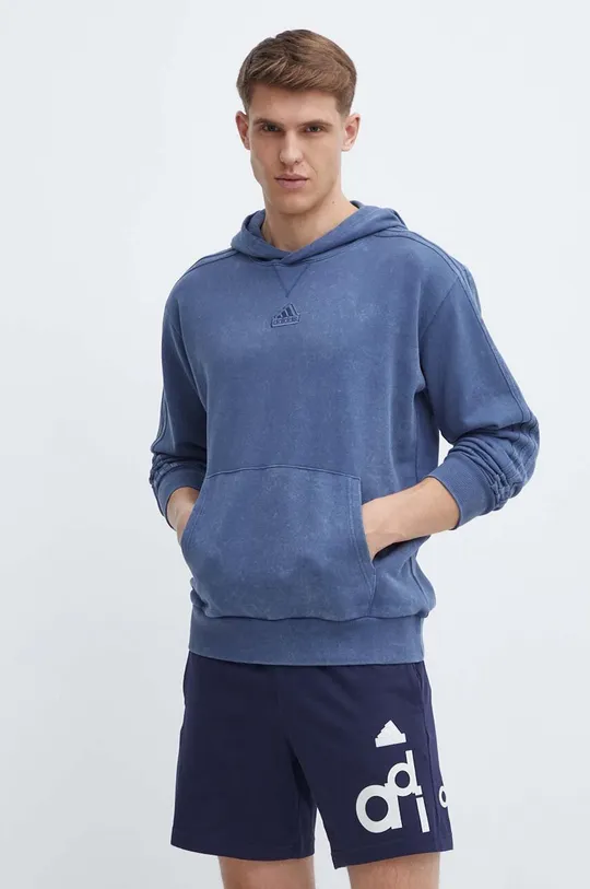 modra Bombažen pulover adidas Moški