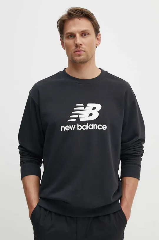 μαύρο Μπλούζα New Balance Stacked Logo French Ανδρικά