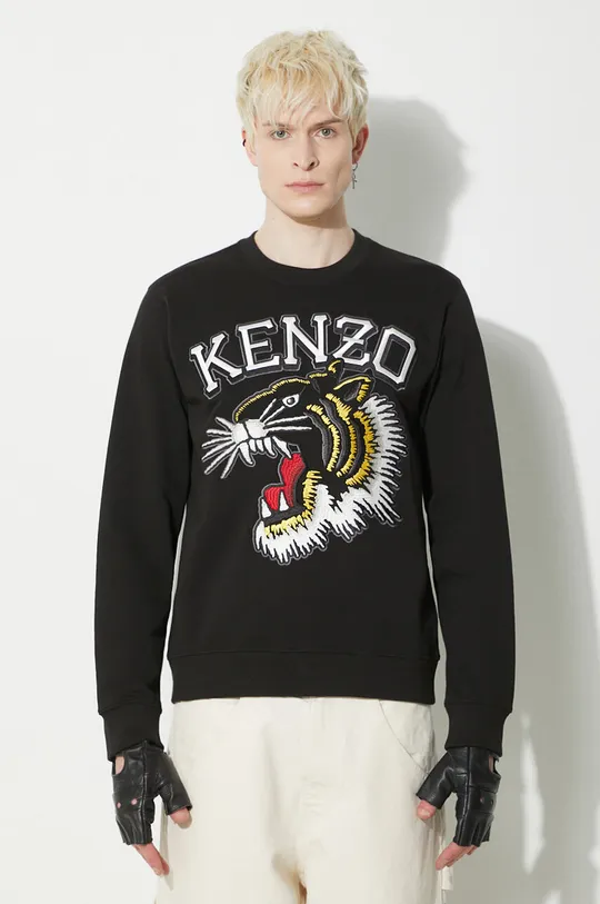 nero Kenzo felpa in cotone Tiger Varsity Slim Sweatshirt Uomo