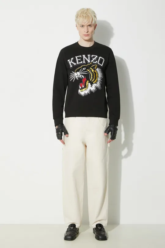 Pamučna dukserica Kenzo Tiger Varsity Slim Sweatshirt crna