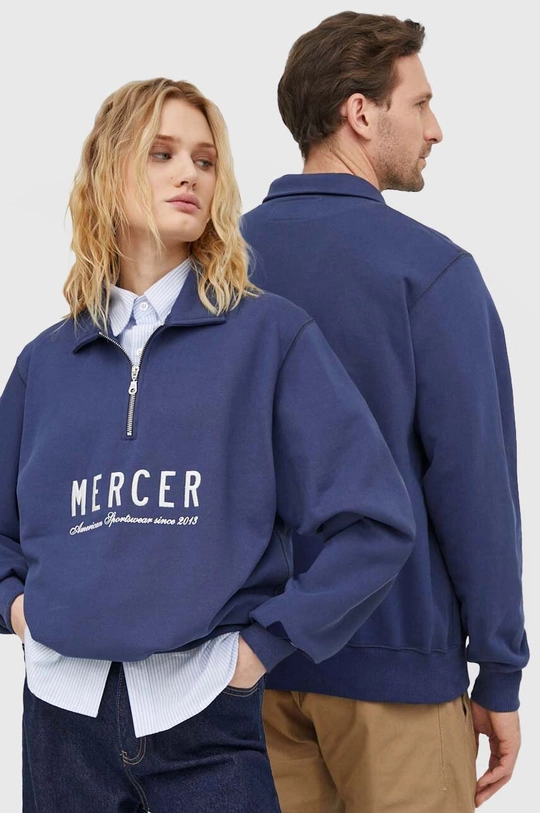 granatowy Mercer Amsterdam bluza bawełniana The Quarter Zip Unisex