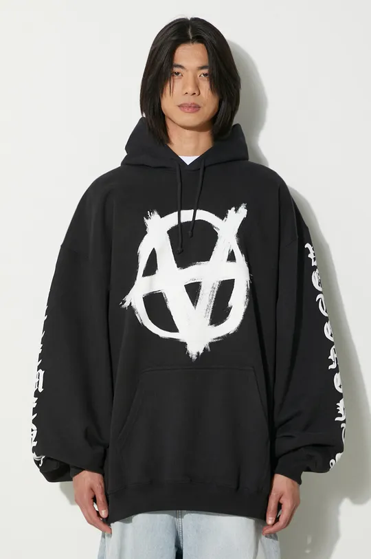 black VETEMENTS sweatshirt Double Anarchy Hoodie Unisex