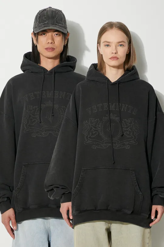 black VETEMENTS sweatshirt Royal Logo Tonal Hoodie Unisex