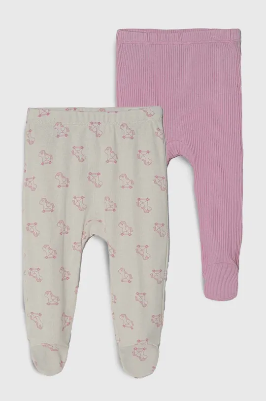 roza Dječje pamučne hlačice sa stopalicama United Colors of Benetton 2-pack Za djevojčice
