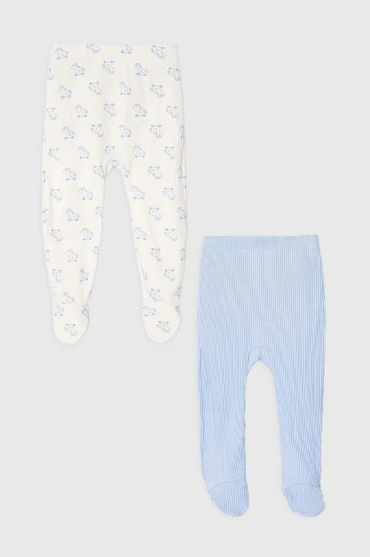 plava Dječje pamučne hlačice sa stopalicama United Colors of Benetton 2-pack Za djevojčice