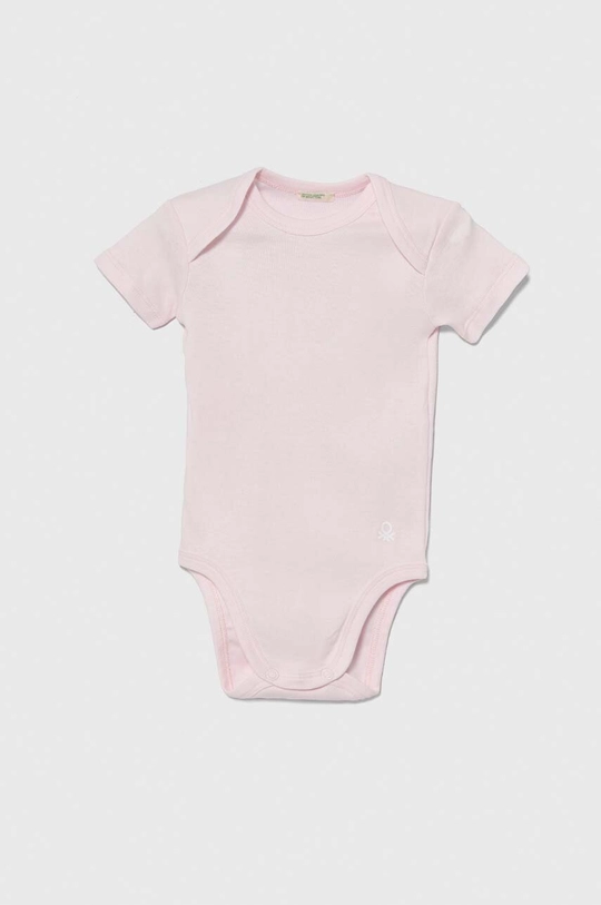 Pamučni bodi za bebe United Colors of Benetton 3-pack roza