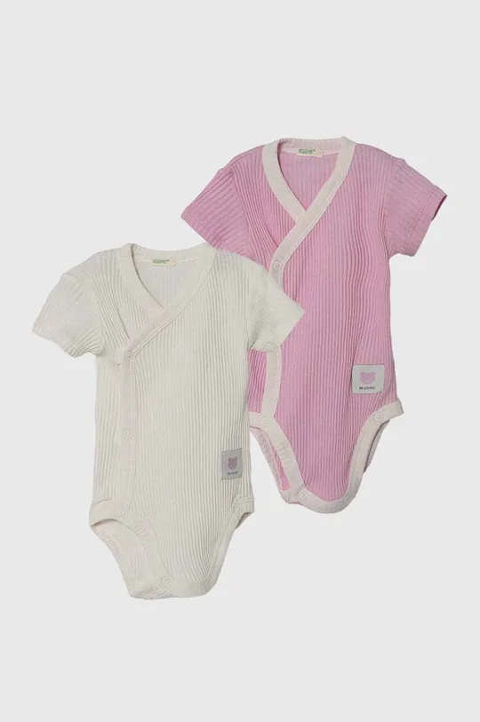 różowy United Colors of Benetton body bawełniane niemowlęce 2-pack Dziewczęcy