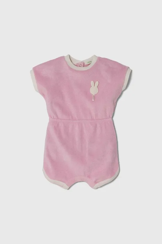 рожевий Бавовняний ромпер для немовлят United Colors of Benetton Для дівчаток