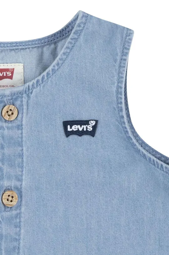 plava Pamučni kombinezon za bebe Levi's LVB DENIM ROMPER & BUCKET HAT