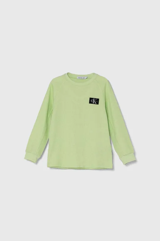 зелёный Хлопковый детский лонгслив Calvin Klein Jeans Для мальчиков