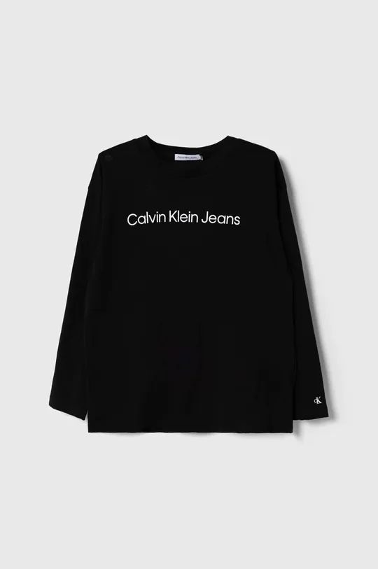 čierna Detská bavlnená košeľa s dlhým rukávom Calvin Klein Jeans Chlapčenský