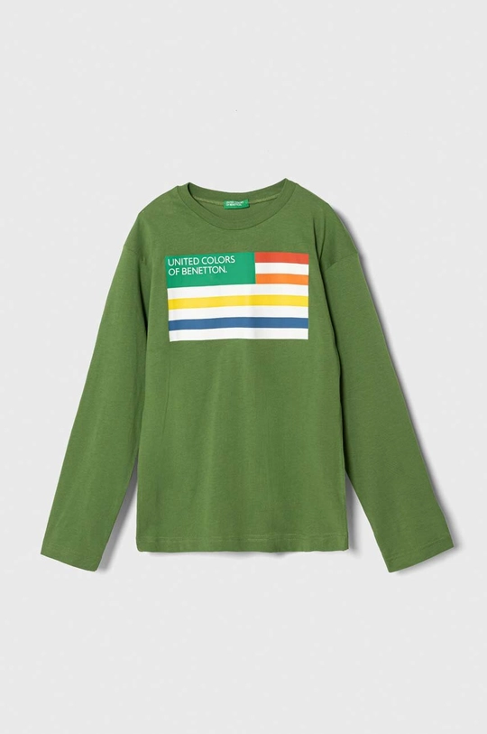 зелений Дитячий бавовняний лонгслів United Colors of Benetton Для хлопчиків