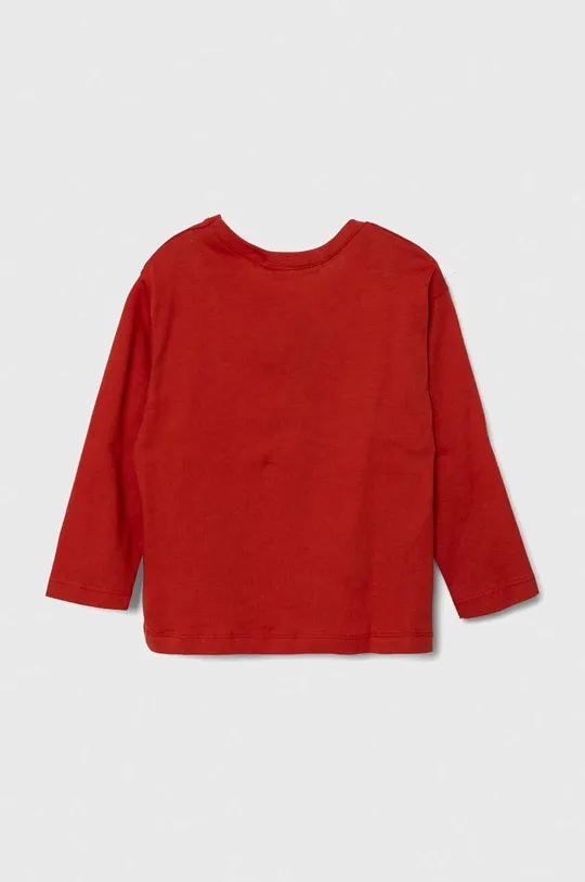 Otroška bombažna majica z dolgimi rokavi United Colors of Benetton rdeča