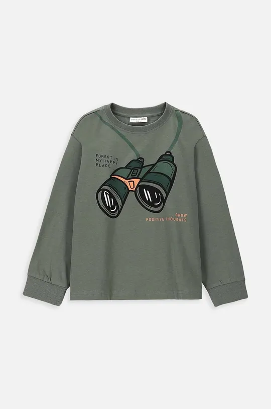 zelená Detská bavlnená košeľa s dlhým rukávom Coccodrillo Chlapčenský