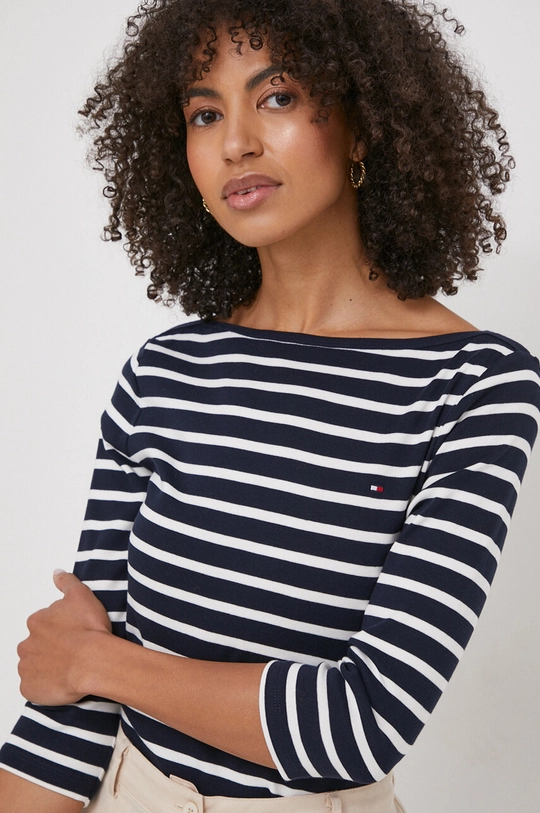 blu navy Tommy Hilfiger top a maniche lunghe in cotone