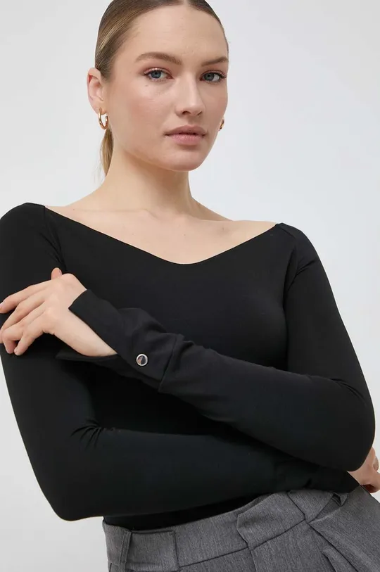 črna Majica z dolgimi rokavi BOSS Ženski