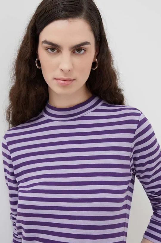 fialová Bavlnené tričko s dlhým rukávom Marc O'Polo Dámsky