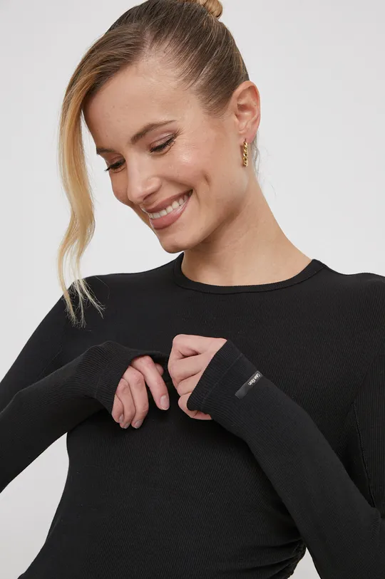 črna Majica z dolgimi rokavi Calvin Klein Ženski