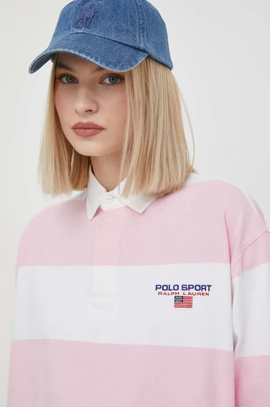 roza Bombažna majica z dolgimi rokavi Polo Ralph Lauren